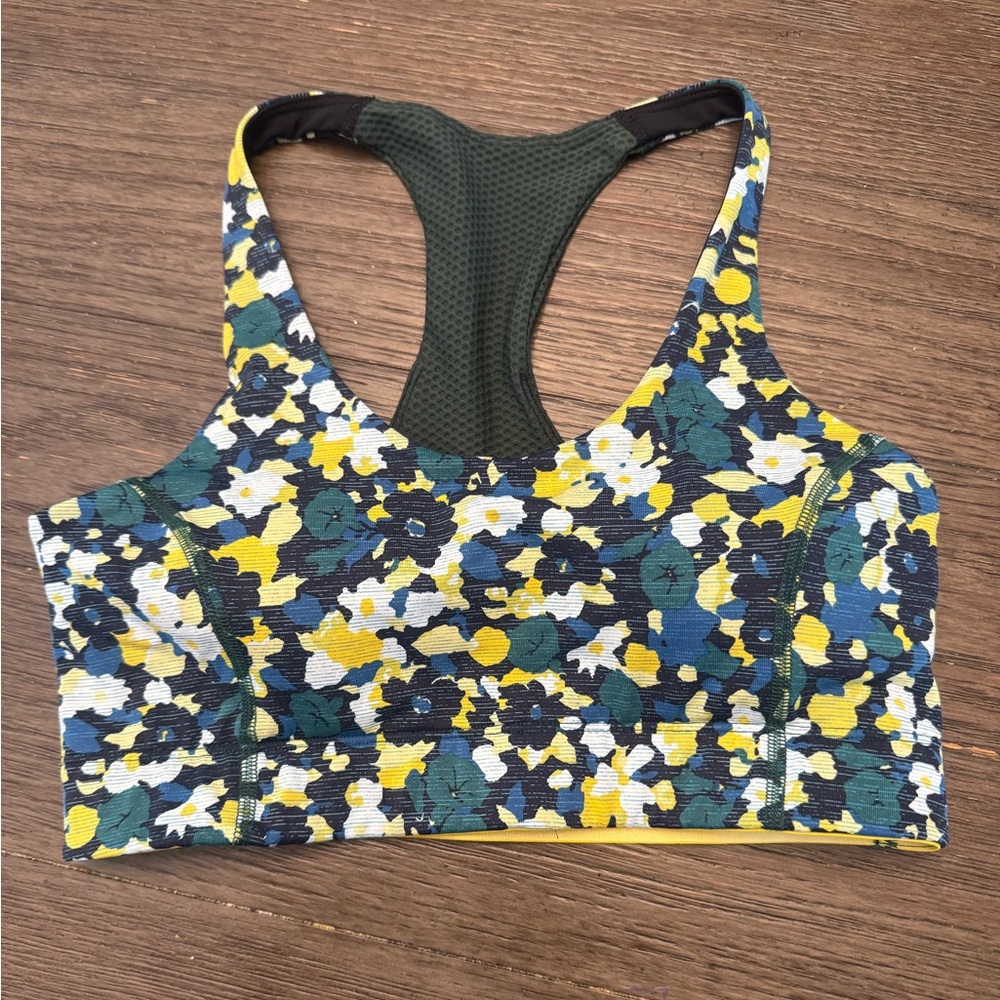 Outdoor Voices Floral Sports Bra - Yellow, Green, Black